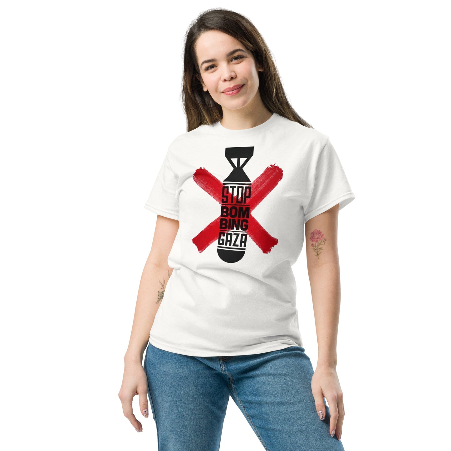 Stand for Justice: "Stop Bombing" Unisex T-Shirt